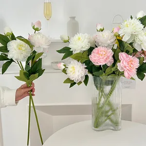 Künstliche Pfingstrose Blume Seidenähnlicher Satin Mehrköpfig Zweig Für Hochzeit Party Heim Büro Fotografie Dekor Künstliche Pfingstrose Dekoration