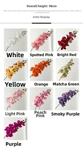 Detailed grid view showing 98cm realistic orchid stems in ten vibrant diverse colors