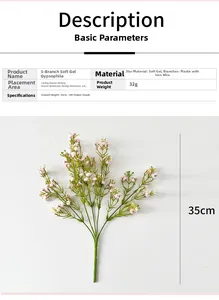 Detailed view of 35cm artificial baby's breath with 100 soft rubber pink white flower heads