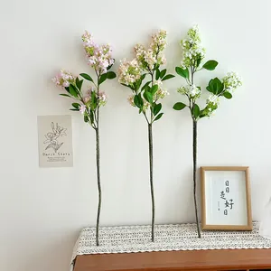 Realistic artificial lilac flower bouquet in pink and white for home table decor