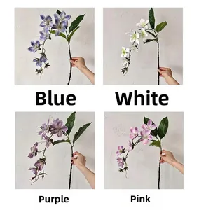 Detailed comparison of 3D printed artificial jasmine flowers in blue, white, purple, and pink