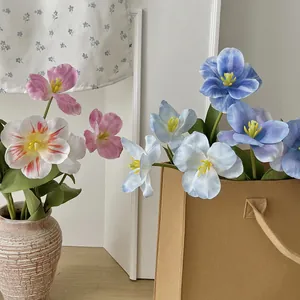 Realistic Artificial Brownie Tulip Single Stem Satin Flower For Home Decor Wedding Party Photography Props Nordic Style