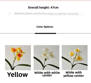 Détail de jonquilles artificielles en jaune et blanc, hauteur 47cm, pour décoration intérieure