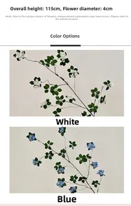 Detail of 115cm artificial apricot blossom branches in white and blue for home decor