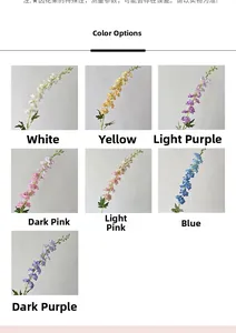 Artificial delphinium flower color options in white, yellow, purple, blue, and pink shades