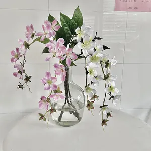Artificial 3D printed Jasmine flowers in a glass vase for elegant home interior decor
