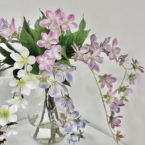 Lifelike 3D printed jasmine silk flowers in a clear glass vase for elegant home decor
