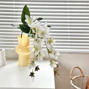 3D printed artificial jasmine flowers in a yellow glass vase for home decor