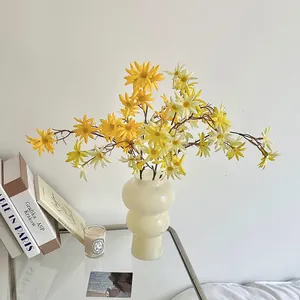 Steli di Fiori di Margherita in Raso Artificiale Moderno Minimalista Nordico Finti Fiori Selvatici Per Decorazione Tavolo Casa Soggiorno