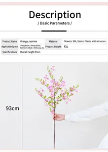 Λεπτομέρεια ροζ τεχνητού άνθους murraya 93cm με πράσινα φύλλα και μετάξι
