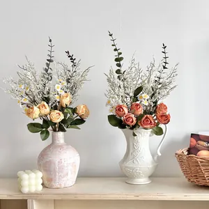 Ins Stijl Kunstmatige Roos Madeliefje Boeket Kunstzijde Doek Bloem Voor Huisdecoratie Vintage Bloemstuk Bruiloft Fotografie Prop