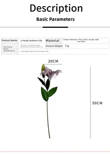 Detail view of 3D artificial lily with realistic purple petals and green bud dimensions