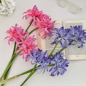 Realistic artificial Lycoris Radiata flowers in pink and blue for home decor