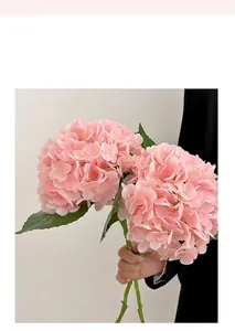 Close-up of pink 3D moisture-feel artificial hydrangea petals with realistic texture