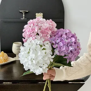 Ramo de hortensias 3D realistas en rosa, púrpura y blanco para bodas y decoración hogar