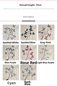 Detail showing 70cm 3D butterfly floral branches in 8 colors for creative decor