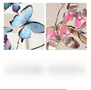 Detailed view of 3D printed butterfly wings in blue-purple and pink gradients texture