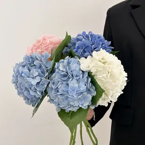 Real Touch Artificial Hydrangea Flowers Single Stem Moisturizing Feel Silk Hydrangea For Wedding Party Home Office Hotel Decoration