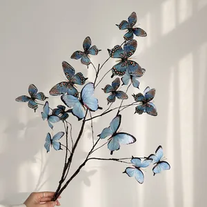 3D printed blue butterfly bouquet on branch for creative Monet garden home decor