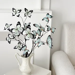 3D printed butterfly floral stems in white ceramic vase for Monet style garden decor