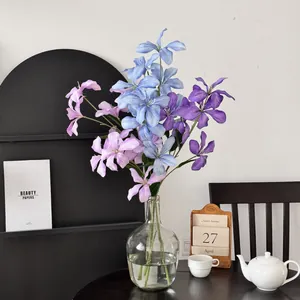 Kunstmatige Vlamorchidee Zijden Bloem Faux Florale Stam Voor Woonkamer Bruiloft Tuin Raamdecoratie Olieverf Stijl Noords