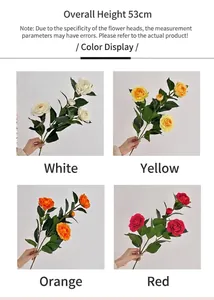 Dettaglio di rami di camelia artificiali da 53 cm in bianco, giallo, arancione e rosso