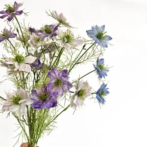 Künstlicher Nigella-Blumenstrauß in Blau und Lila für stilvolle Wohndekorationen