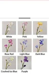Detail of 80cm faux iris flowers showing various colors and delicate fabric petals