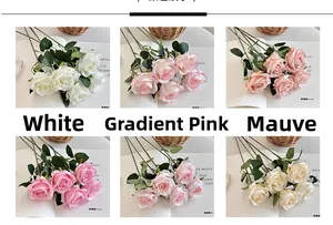 Detail of multi-color artificial silk rose bouquets for elegant home floral arrangements