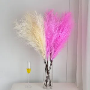 Bouquet de roseaux artificiels blanc crème et rose pour mariage et décorations