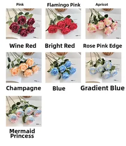 Detailed view of artificial rose bouquet in ten various colors for wedding decoration