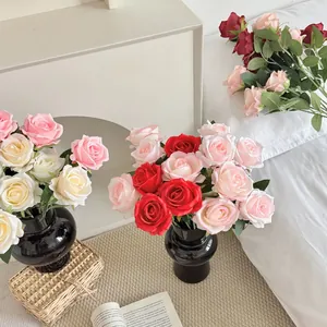Artificial Rose Bouquet Silk Cloth Fake Flowers For Home Living Room Table Decor Wedding Party Floral Arrangement Single Stem Roses