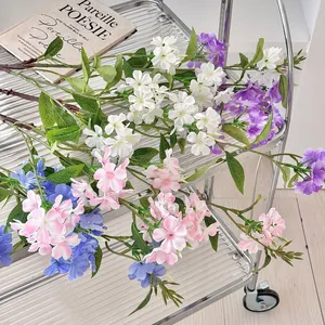 Artificial long-stem freesia hydrangea bouquet in white, purple, and pink for home decor