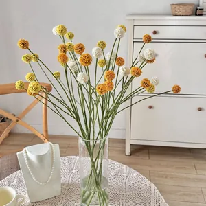 Noorse Stijl Kunstmatige Billy Balls Craspedia Bloem Tak Voor Huis Bruiloft Decor Plastic Paardenbloem Boeket Fotografie Props