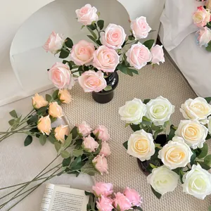 Artificial silk roses in pink, white and champagne for home table decor and wedding styling