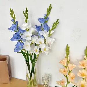 Fiore di Gladiolo Artificiale Realistico in Tessuto Silicone Gambo Lungo Fiore a Più Teste Per Decorazione Vaso Casa Matrimonio Ufficio