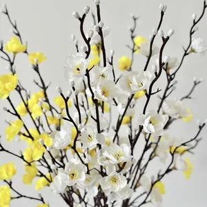 Ramas de flores de ciruelo blanco artificiales de 55 cm para decoración del hogar