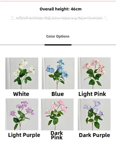 Detail showing 46cm artificial jasmine flowers in six colors for home table decoration
