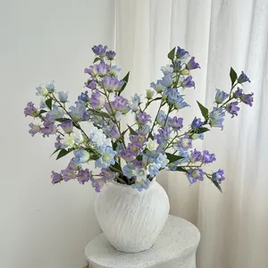 Steli di Campanula in Raso Artificiale Rami Lunghi Fiori Finti per Decorazione Domestica e Matrimonio Festa