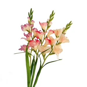 Fiori di gladiolo artificiali in gradiente rosa e crema per decorazione soggiorno