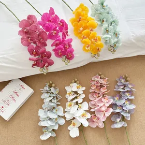 Lifelike 9-head Phalaenopsis orchid stems in 8 colors for home and bedroom decoration