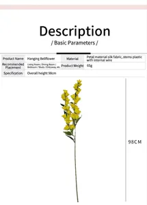 Dimensiones detalladas de la flor colgante lirio de los valles amarilla de 98cm