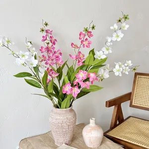 Fiori di Gelsomino Artificiali a Stelo Lungo Realistici Petali Sintetici in Seta Decorazione Floreale per Soggiorno Matrimonio Casa