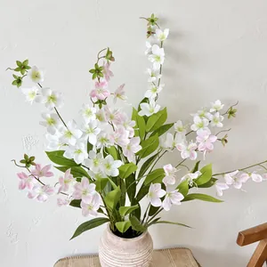 Pianta di gelsomino artificiale bianca e rosa in vaso di ceramica per arredamento