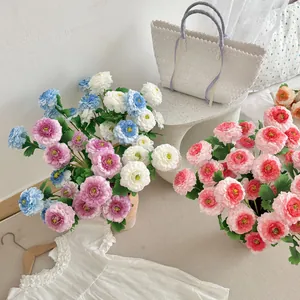 Artificial peony and carp floral bouquet in blue, pink and red for home table decor