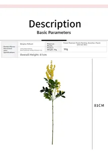 Dimensions détaillées de la branche d'acacia artificielle de 81cm avec texture floquée
