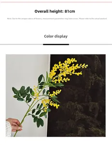 Détail d'une branche de mimosa artificiel de 81 cm pour la décoration intérieure de maison