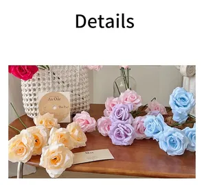 Detailed texture of multi-head artificial silk diamond roses for wedding decoration