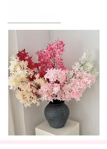 Macro detail of artificial lilac silk flowers with vibrant petals for home decor