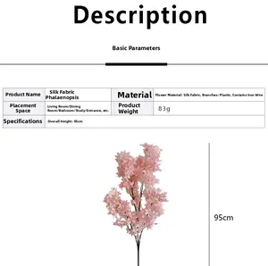 Macro detail of artificial pink Oncidium orchid with 95cm height and silk fabric texture
